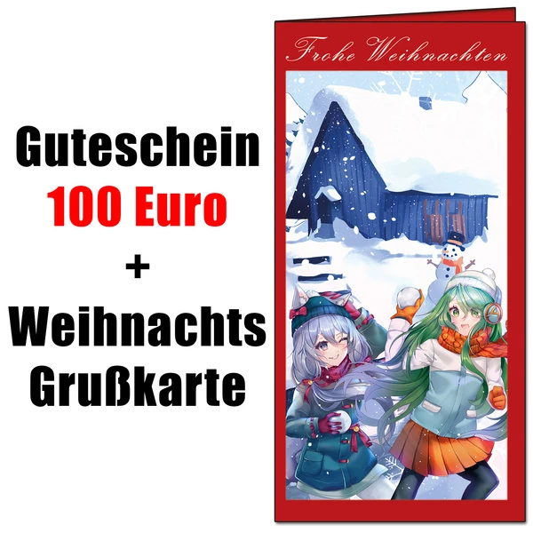 Gutschein - 100 Euro - mit Anime Weihnachtsgrußkarte