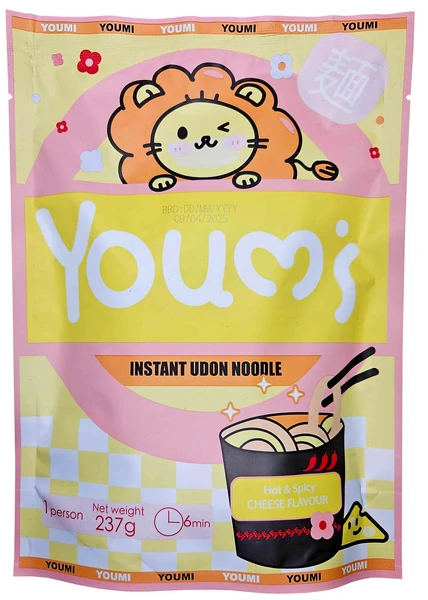 Instant-Nudeln - Udon-Nudeln - Hot & Spicy Cheeze Flavour von Youmi