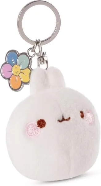 Molang mit Regenbogenblume Anhänger - Schlüsselanhänger 