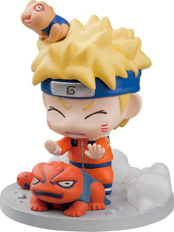 Naruto Uzumaki mit Gamakichi und Gamatatsu - geschlossene Augen - Beschwörungsjutsu / Kuchiyose no Jutsu - Set 2 - Naruto Petit Chara Land