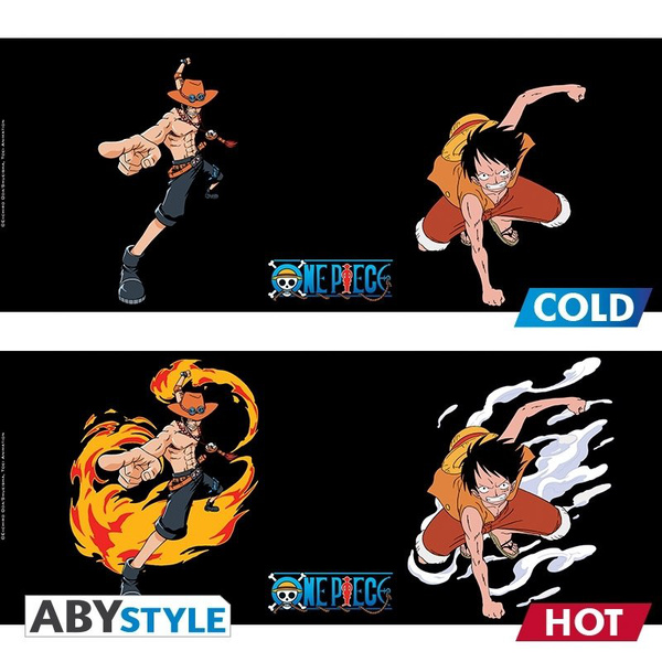 One Piece Tasse - Thermotasse - Zaubertasse - Farbwechseltasse - Ruffy und Ace