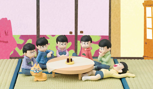 Osomatsu-san - Palmate Mini-Figuren Set - We are Family! (7 Figuren mit Tisch und Hintergrund)