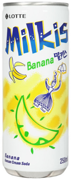 Milkis - Koreanisches, kohlensäurehaltiges Milchgetränk mit Bananengeschmack von Lotte (Inklusive 25 Cent Pfand) [EINWEG]