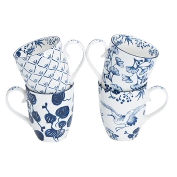 Geschenke Set Tasse "Flora Japonica" (4-teilig) von TOKYO Design Studio (380ml.) 