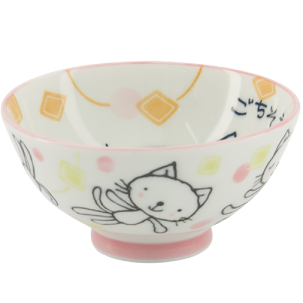Kawaii Bowl / Schale für Reis -Gochisosama Cat Pink von TOKYO Design Studio (300ml)