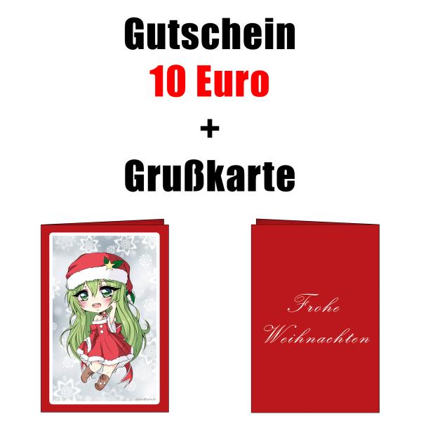 Gutschein - 10 Euro - mit Anime Weihnachtsgrußkarte