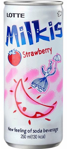 Milkis - Koreanisches, kohlensäurehaltiges Milchgetränk mit Erdbeergeschmack von Lotte (Inklusive 25 Cent Pfand) [EINWEG]